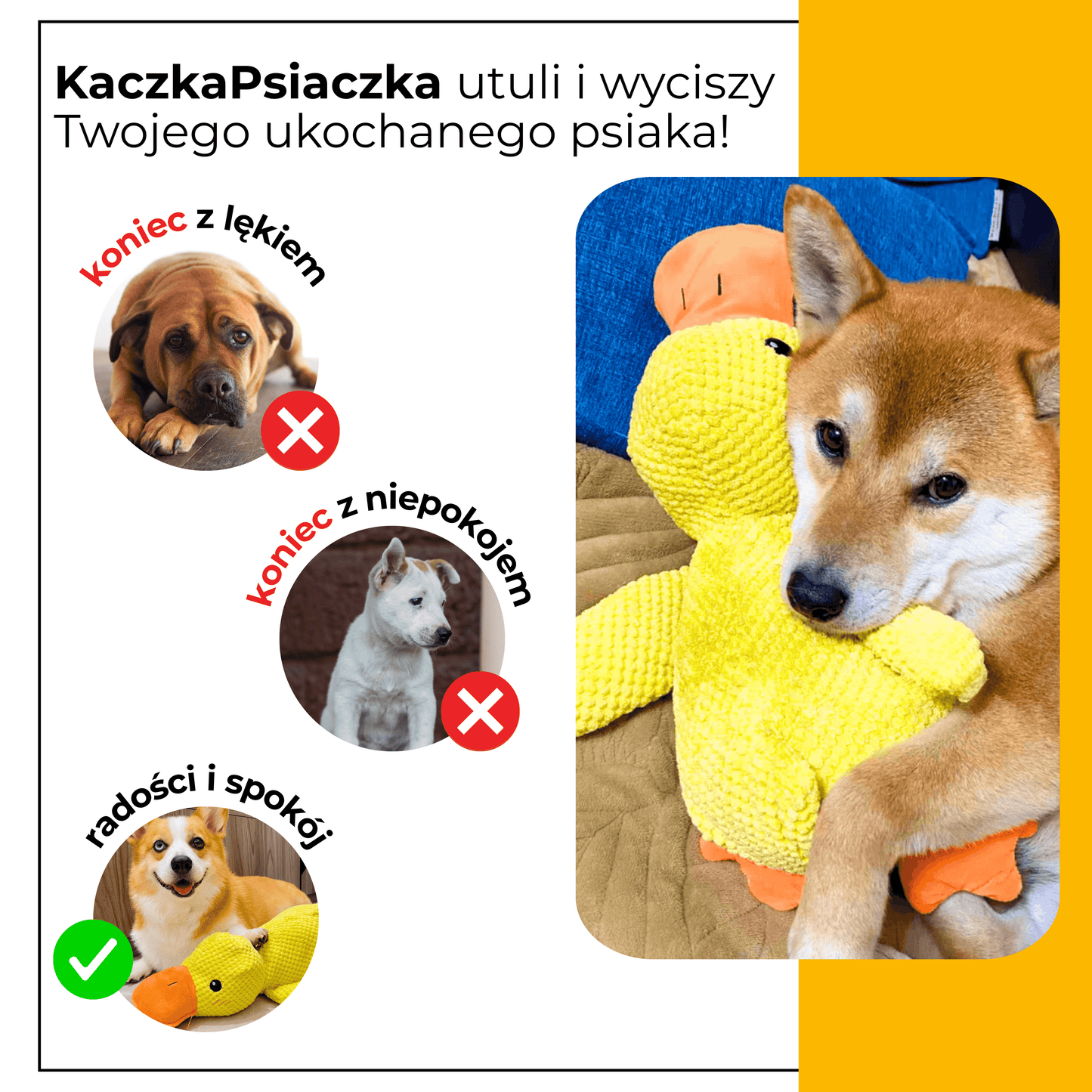 KaczkaPsiaczka - uspokajająca pluszowa zabawka dla psów