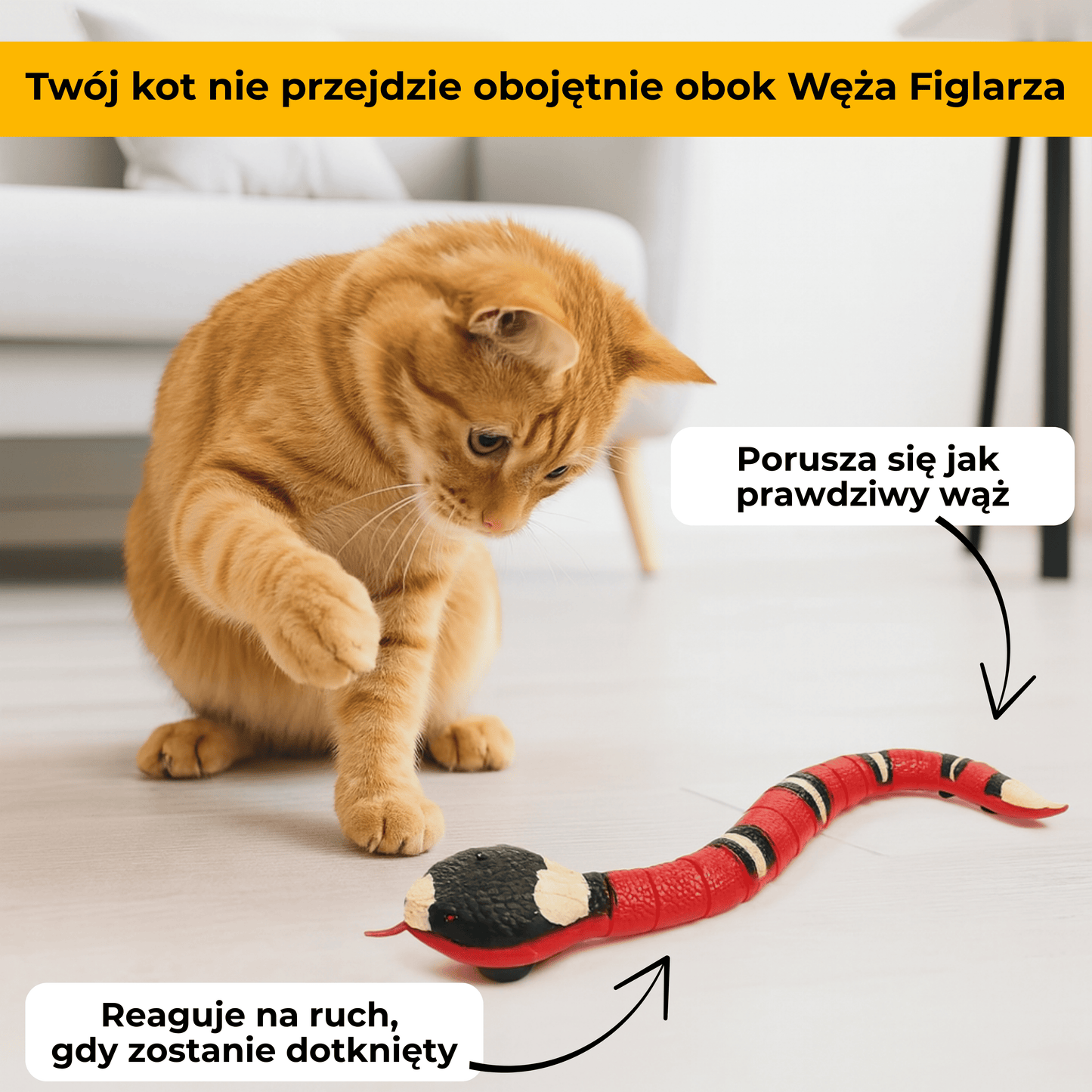 WążFiglarz - interaktywna zabawka dla kotów