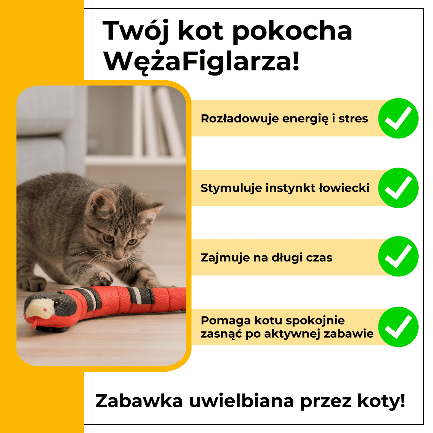 WążFiglarz - interaktywna zabawka dla kotów