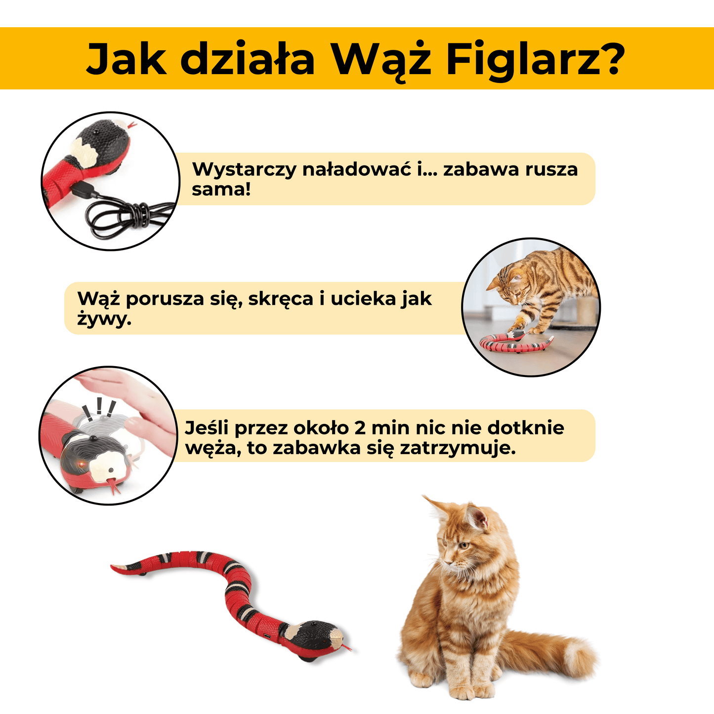 WążFiglarz - interaktywna zabawka dla kotów