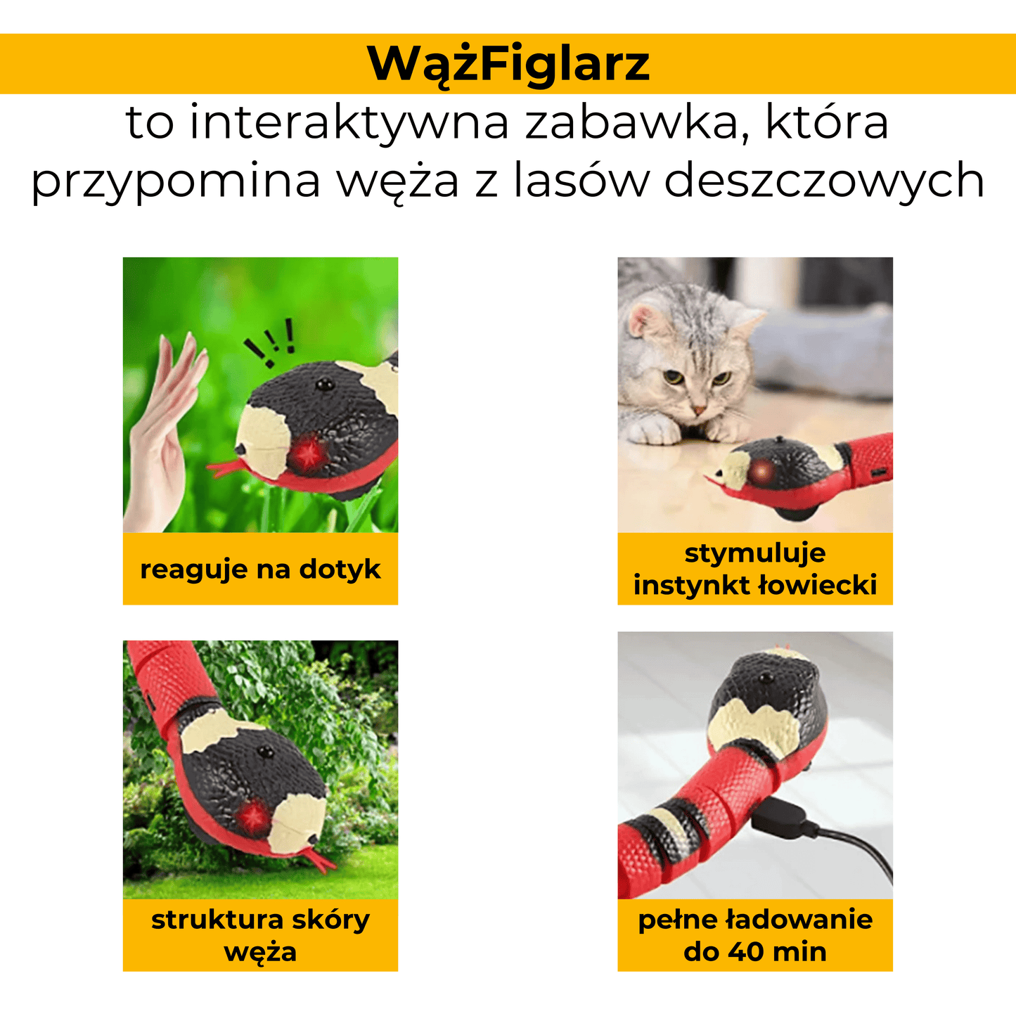 WążFiglarz - interaktywna zabawka dla kotów