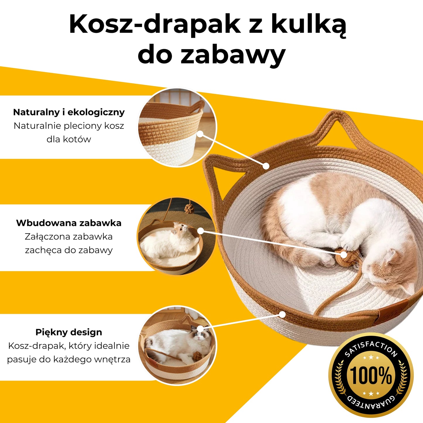 KocieGniazdko - kosz-drapak z zabawką dla kota