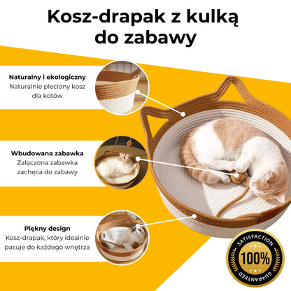 KocieGniazdko - kosz-drapak z zabawką dla kota