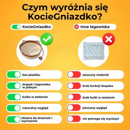 KocieGniazdko - kosz-drapak z zabawką dla kota