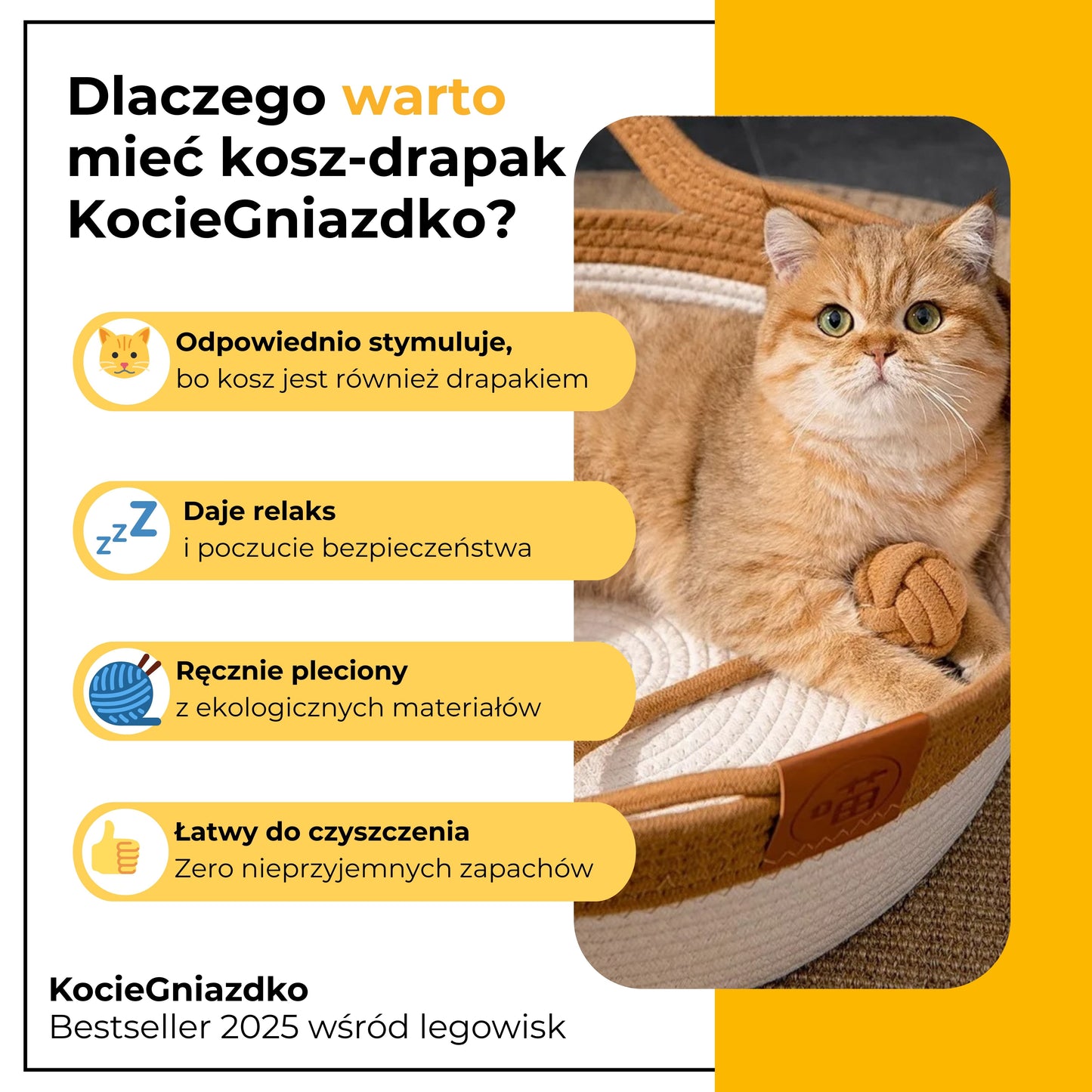 KocieGniazdko - kosz-drapak z zabawką dla kota