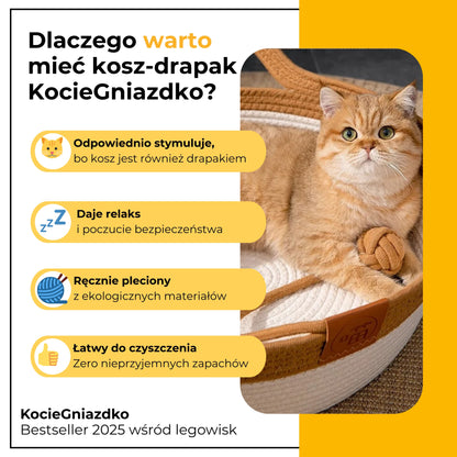 KocieGniazdko - kosz-drapak z zabawką dla kota
