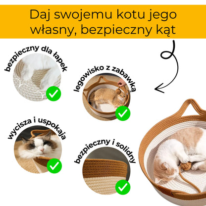 KocieGniazdko - kosz-drapak z zabawką dla kota