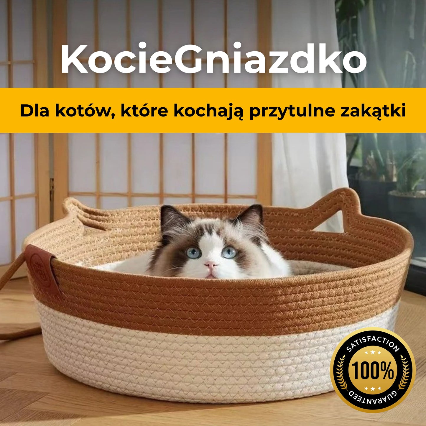 KocieGniazdko - kosz-drapak z zabawką dla kota