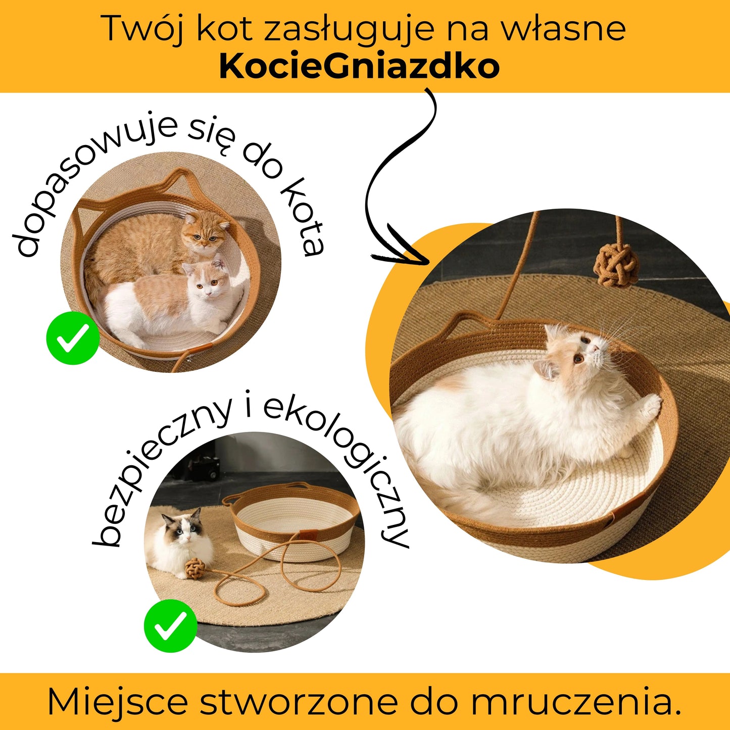 KocieGniazdko - kosz-drapak z zabawką dla kota
