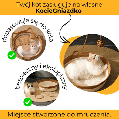 KocieGniazdko - kosz-drapak z zabawką dla kota