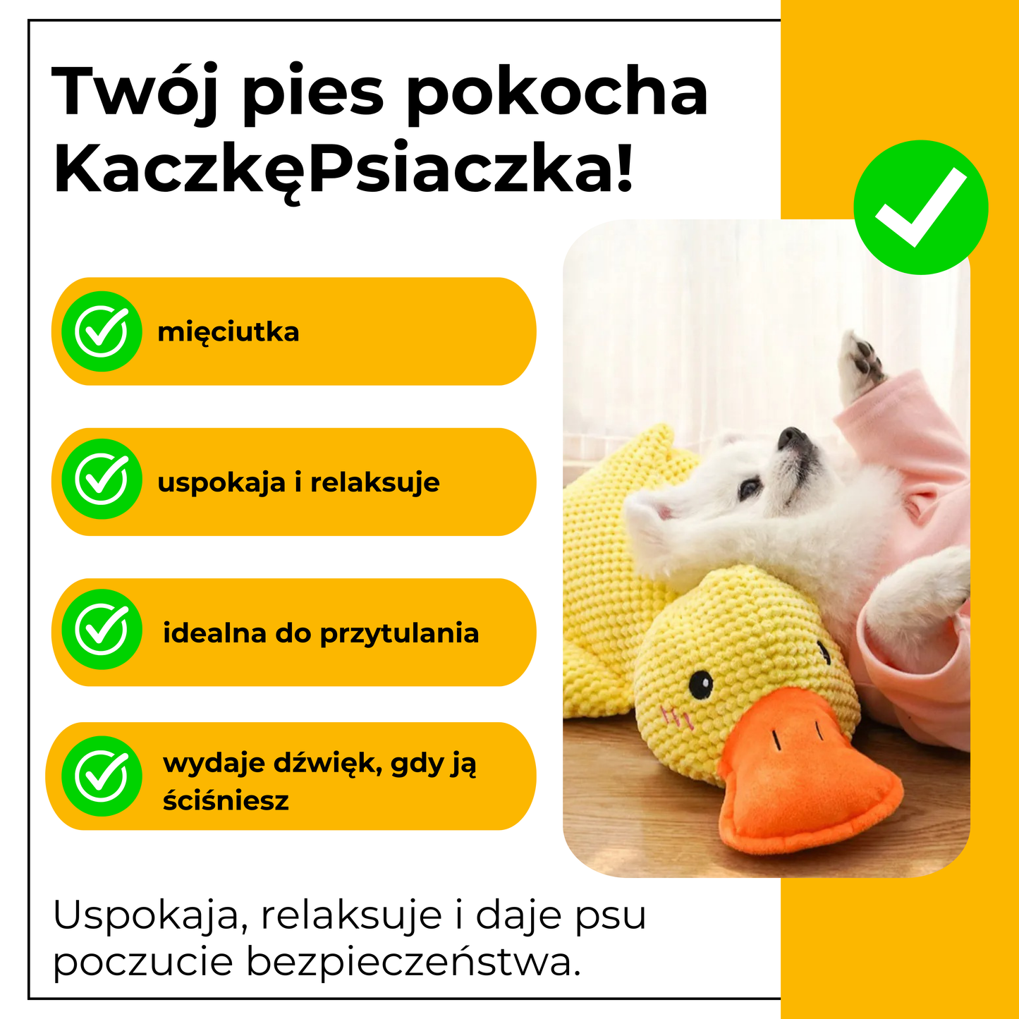 KaczkaPsiaczka - uspokajająca pluszowa zabawka dla psów