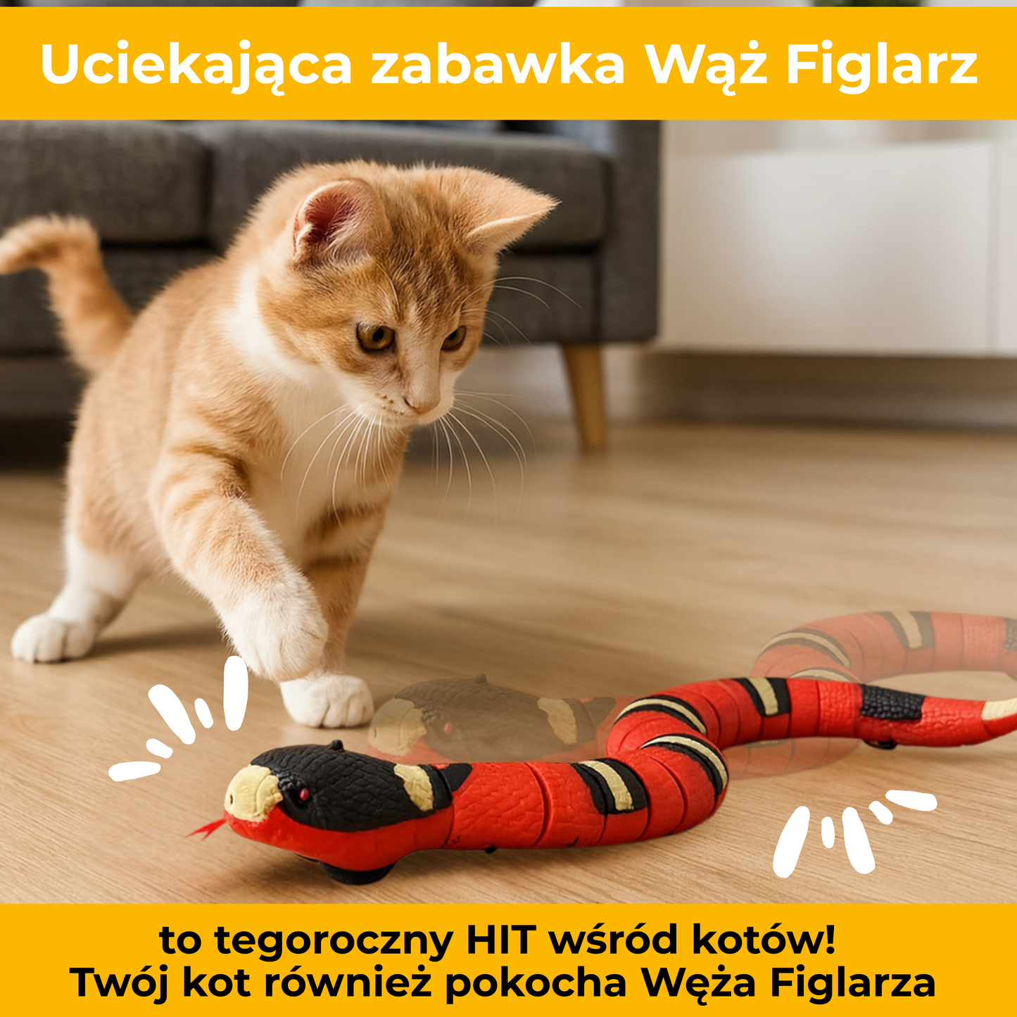 WążFiglarz - interaktywna zabawka dla kotów